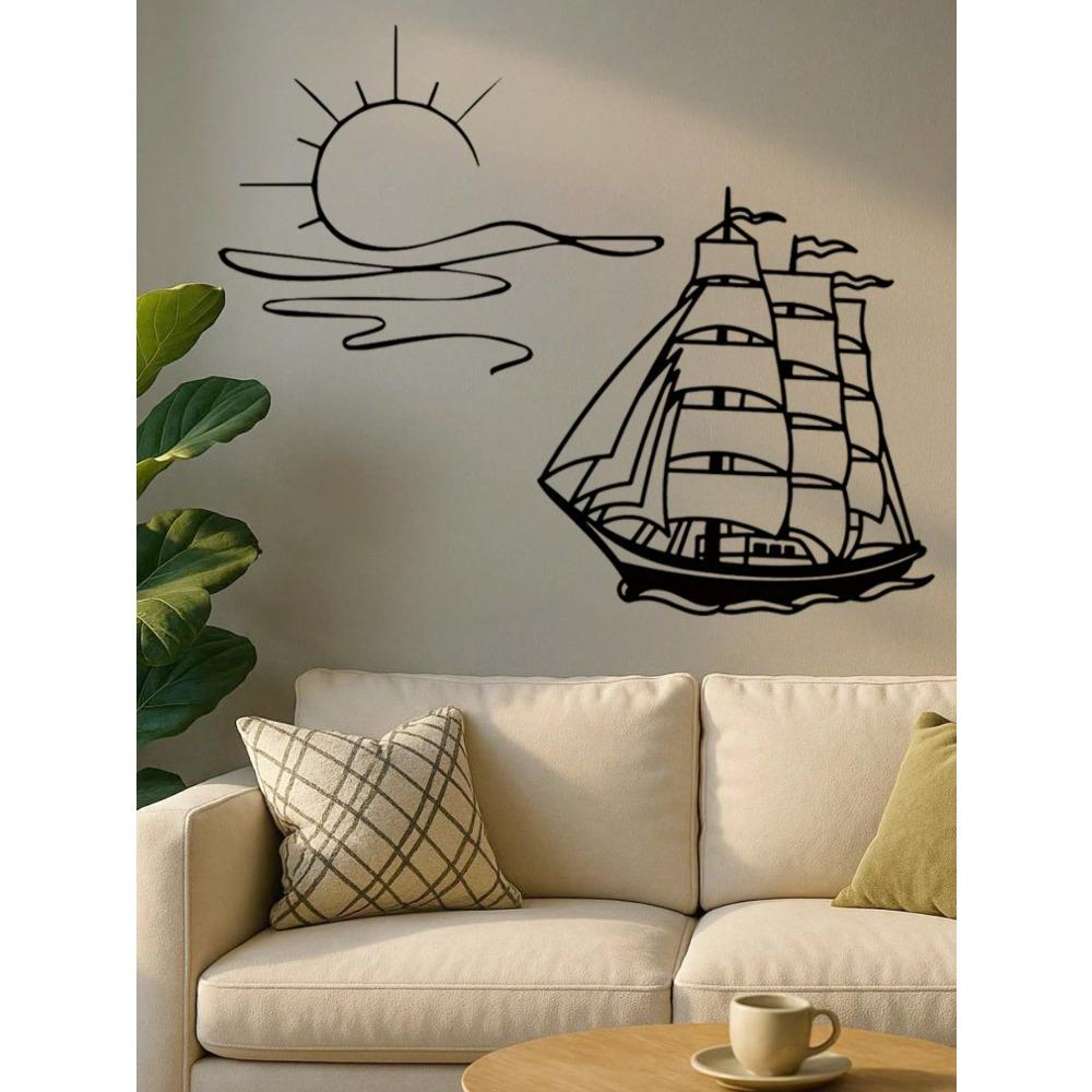 2 PCS Nautical Metal Wall Art, Sailboat Shape Decor for Modern Home, Waterproof Rustproof, Holiday & Birthday Gift