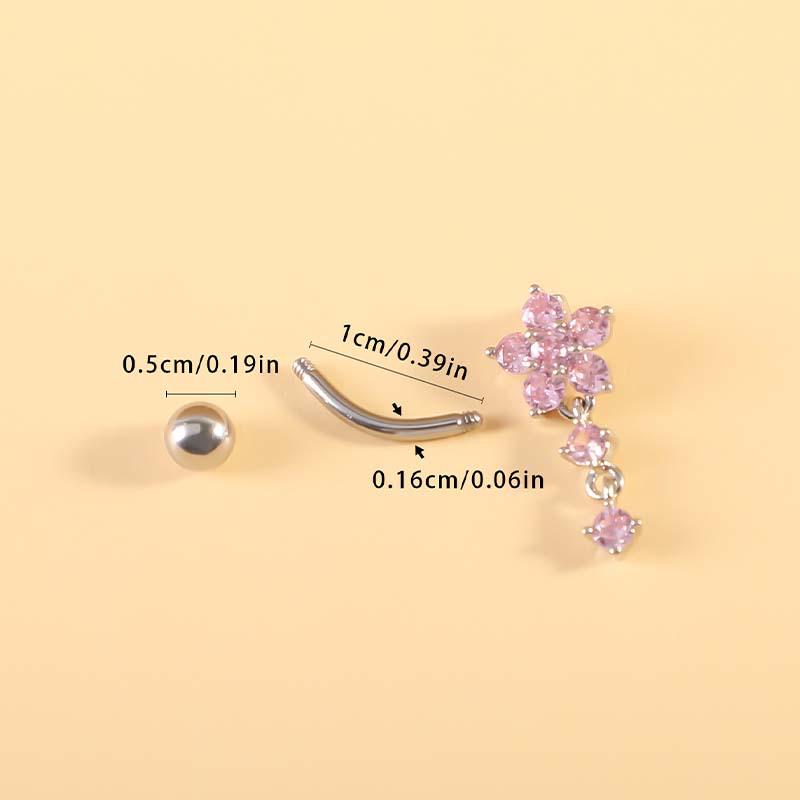 Stilvoller G23 Titan Zirkon Blume Bauchnabelring Piercing Schmuck