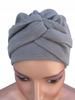 Women's Turban Sara Beige Grey Cotton Hat Also for Chemotherapy