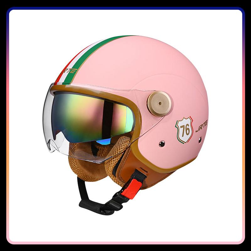 DOT Approved Daul Lens Open Face Motorcycle Helmets Men Women Retro Jet Helmet Double Visor 3/4 Half Helm Scooter Cruiser Moped