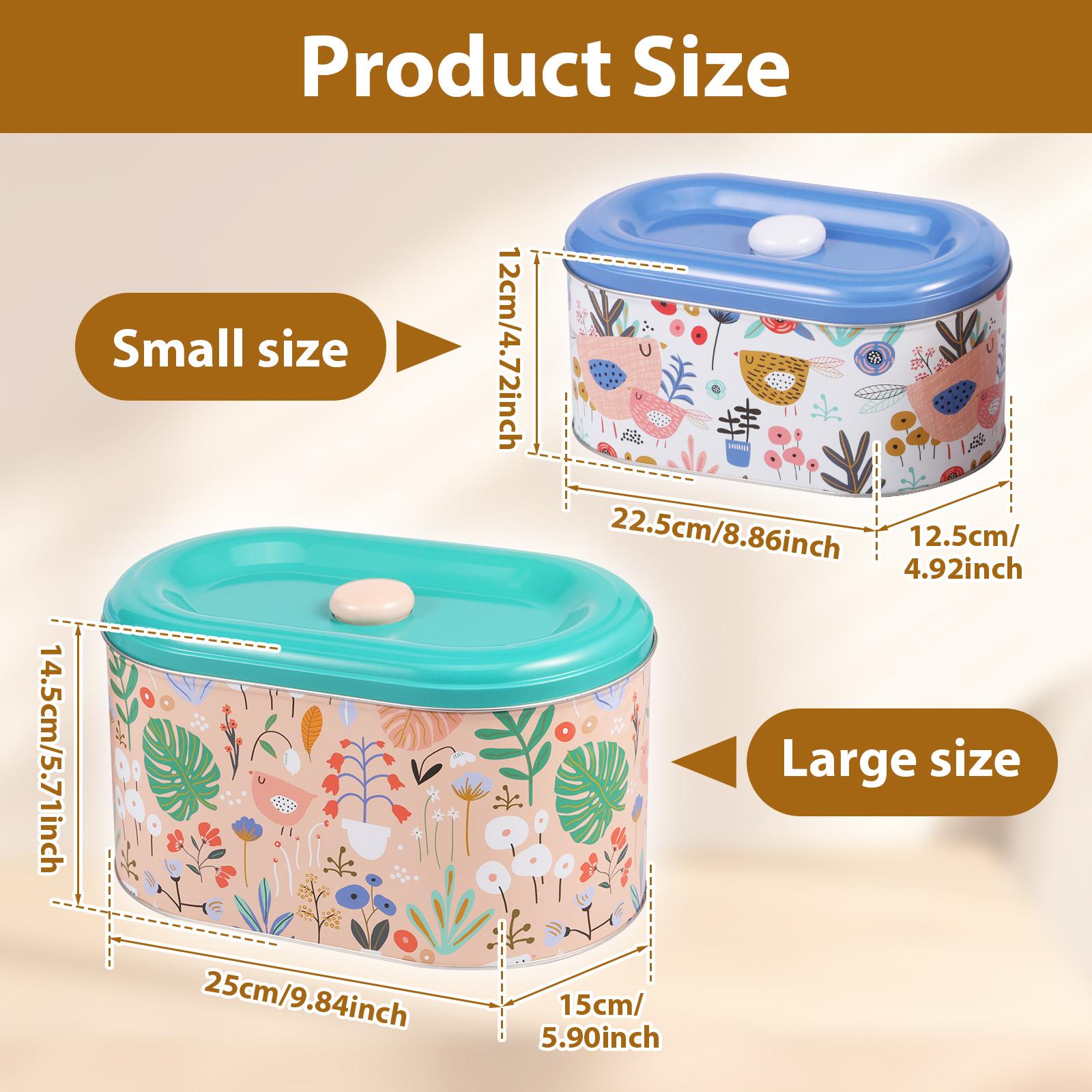 2Pcs Metal Airtight Cookie Jar with Lid Biscuit Storage Container for Tea Coffee Powder Snack Candy Food kitchen storage jars