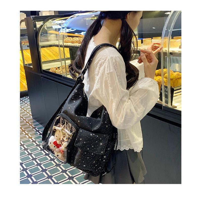 Cute Clear Acrylic Panel Shoulder Bag Large Capacity School Commuter Tote for Women