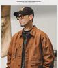 Men's Autumn Loose Fit Cotton Workwear Jacket - Trendy, Multi-Pocket, Plus Size, Casual Lapel Top