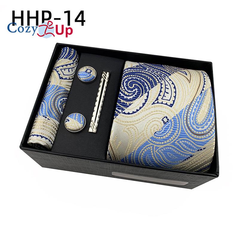 Cozy Up 6 Pieces Set Paisley Men's Tie Including Tie Square Scarf Cuff Tie Clip Gift Box