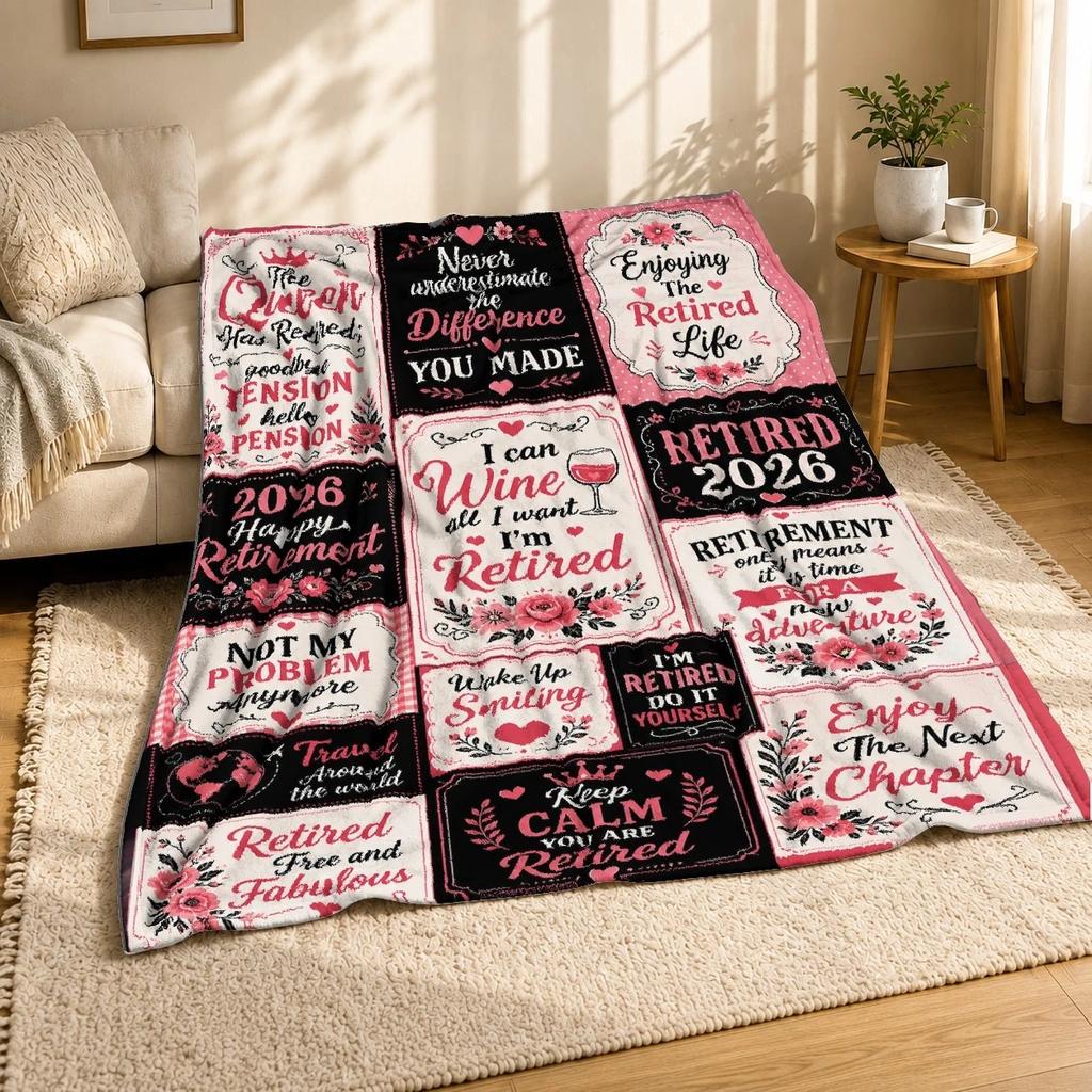 Queen Has Retired Coral Fleece Blanket Retirement Quote Decor