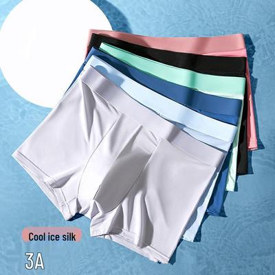 Men's Ice Silk Summer Boxer Briefs - Breathable Solid Color Underwear