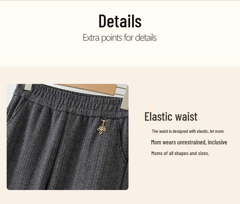 Women's High-Waist Elastic Stretch Pants - Winter Thickened, Loose Straight Fit for Middle-Aged & Elderly