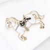 4-Color Alloy Running Horse Brooch Pins Fashion Exquisite Zodiac Horse Badge Women Kid'S Clothes Backpack Brooches New Year Gift