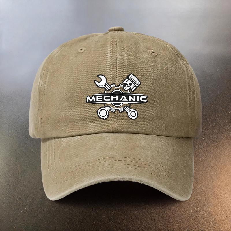 A Washed Cap Themed Around MechanicsAuto Repair Perfect for Daily Outings And a MustHave for Fashionable Couples It Featu