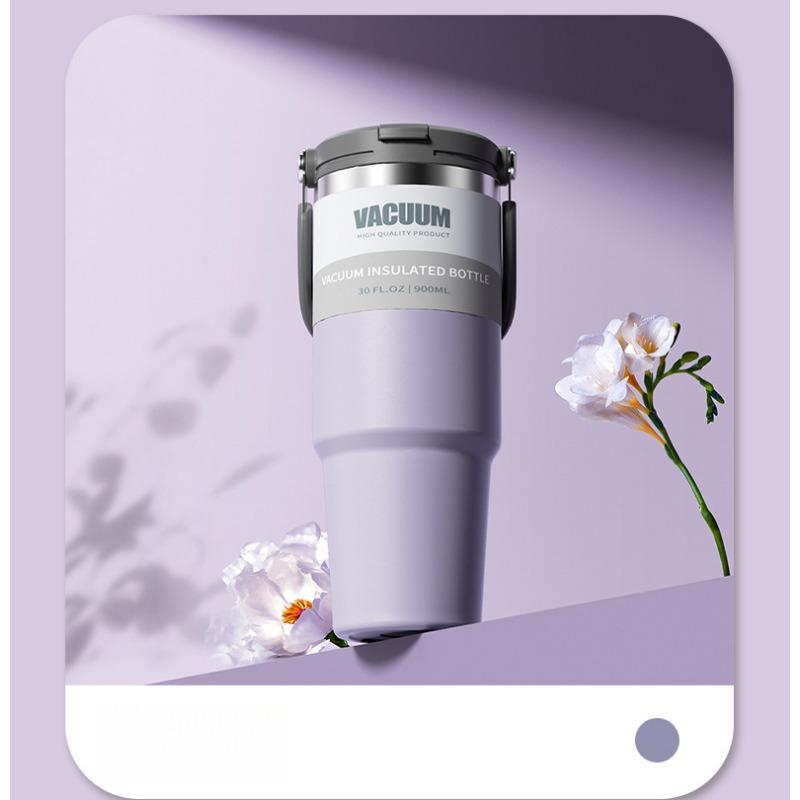 1PC Thermos Cup 30oz Car Cup Stainless Steel Car Ice Cup Portable Giant Vacuum Portable Straw Water Cup