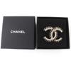 Excellent CHANEL Brooch COCO Mark Black Stone Clear Stone Large Size Gold A22B Used
