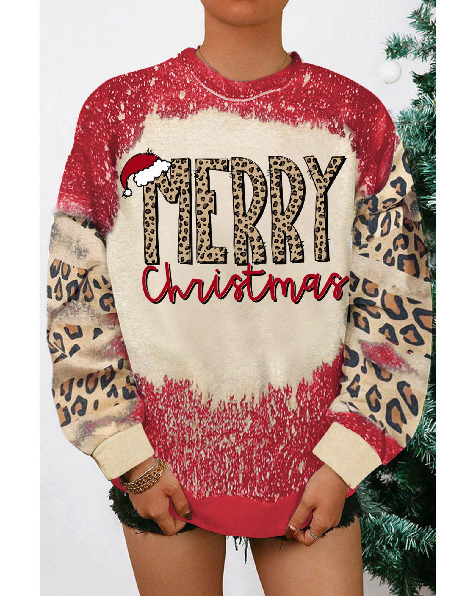 

Azura Exchange Leopard Color Block Sweatshirt S красный