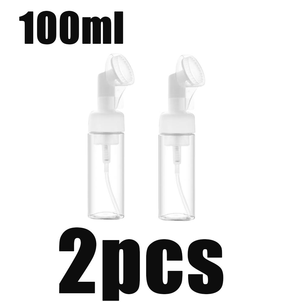 1/2/4pc 100ml Empty Facial Cleanser Mousse Foam Gel Head Wash Brush Foam Bottle Silicone Brush Refillable Shampoo Pump Dispenser