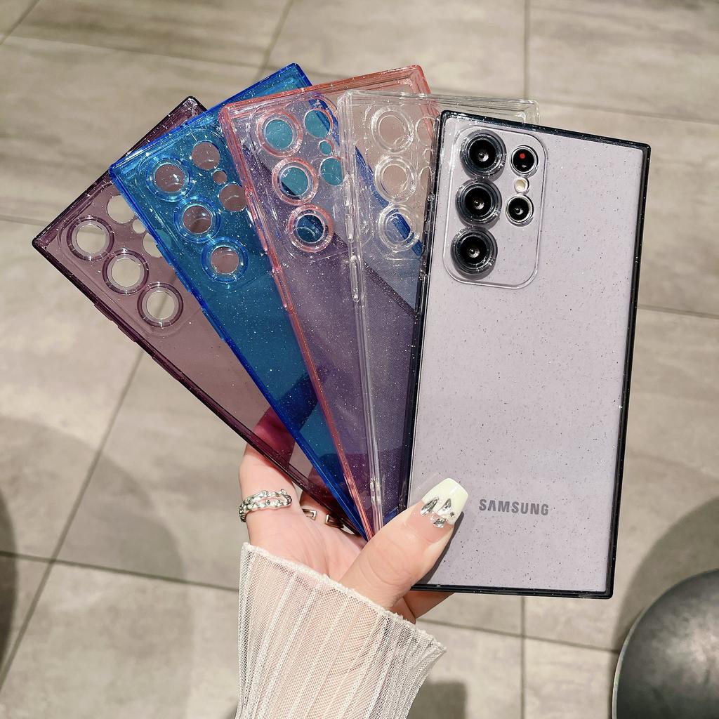 Pó Glitter Samsung S24 para Capa de Celular Transparente - Compatível com S23/S22, A15/A24, A34/A05, Mulheres na Moda.