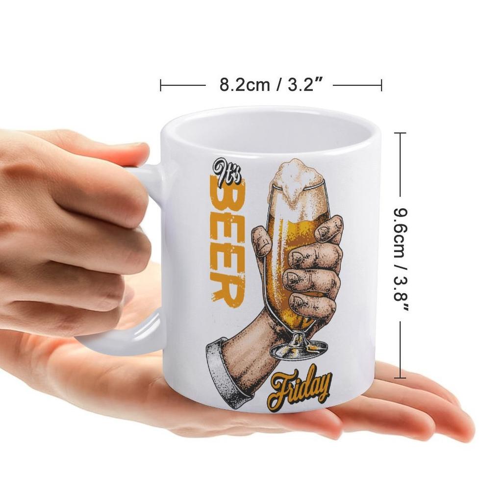 1pc 11oz Ceramic Beer Lover Mug with Double-Sided Print, Coffee or Tea Cup