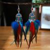 Super Long Exaggerated Irregular Feather Earrings for Women Fashion Boho Colorful Rhinestone Crystal Bead Dangle Earring Jewelry