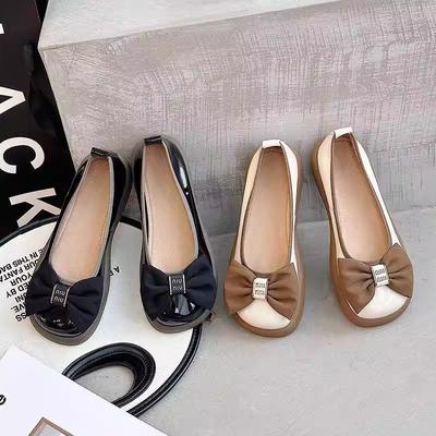 Low-heeled Shallow-mouth One-pedal Shoes for Women's Comfortable Small Leather Shoes, New Soft-soled Single Shoes In Summer
