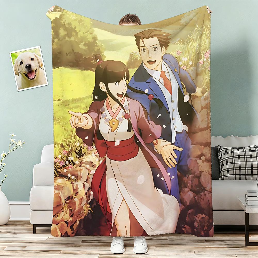 Adventure Game Ace Attorney Throw Lightweight 240g Flannel Blanket Soft Skin-friendly for Summer Cooling 75x90cm