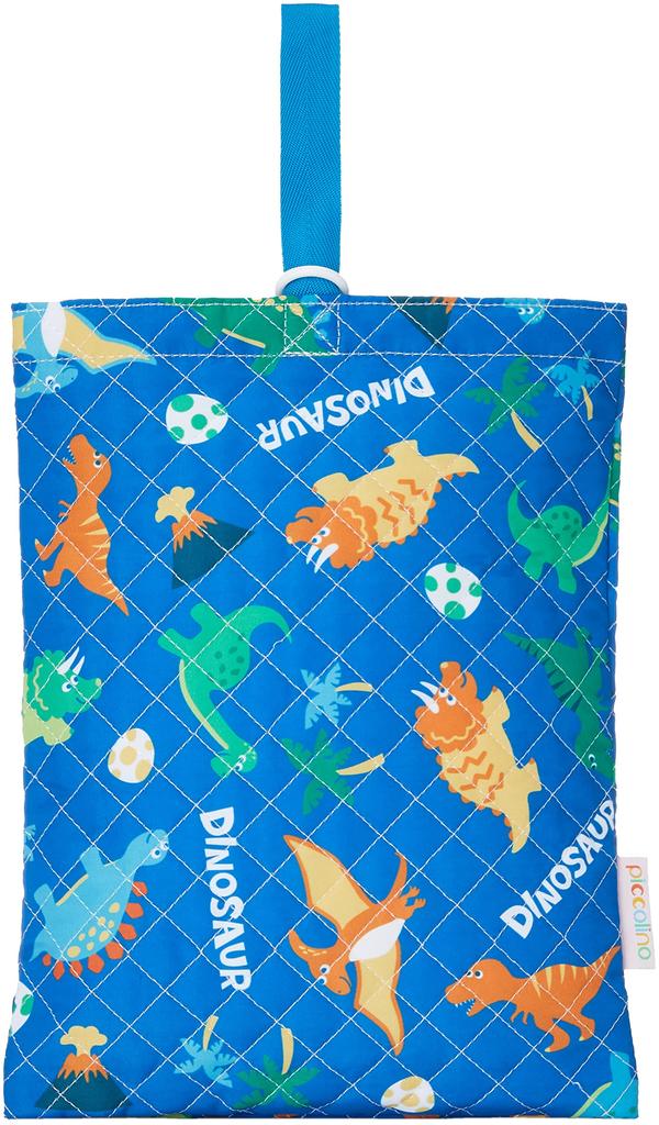 Marushin Piccolino Indoor Shoes Bag with a Wanpachi Dinosaur Perfect for kindergarten and preschool Quilted H29 x W22 x D7cm x x Product Design. boys'