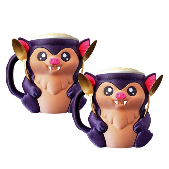Ice Cream Pint Holder 3D Printing Bat Ice Cream Pint Containers Reusable Plastic Ice Cream Tub Halloween Dessert Container