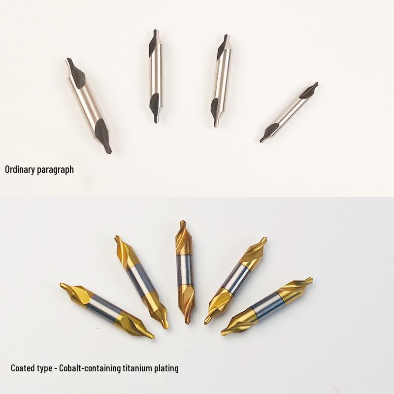 60° Titanium-Plated Spiral Flute Center Drill, Type A (No Pilot) & Type B (With Pilot)