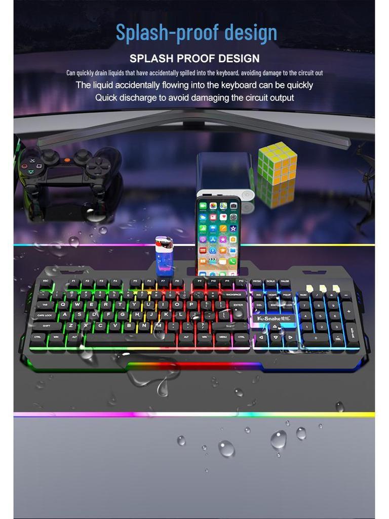 Viper KM520 Luminous Metal USB Wired Keyboard and Mouse Set for Desktop Computers