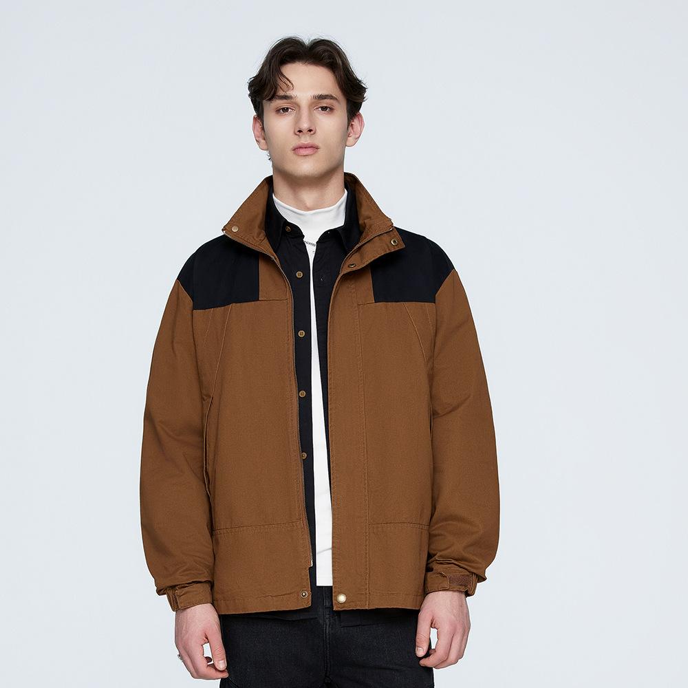 Spring and Autumn New Men's Charge Jacket Top Contrast Color Design Windproof Versatile Trendy Personality