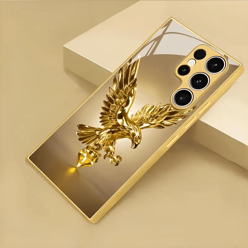 Zlatý orel Metalický lak Skleněné pouzdro na telefon Vhodné pro Samsung Galaxy S26 S25 S24 S23 S22 FE/Ultra/Plus Odolné proti pádu Zadní kryt