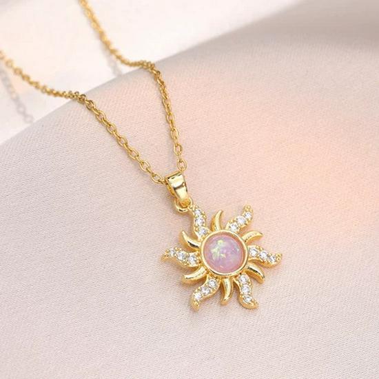 Exquisite Rotating Sunflower Pendant Necklace - European & American Style, Light Luxury Design for Women