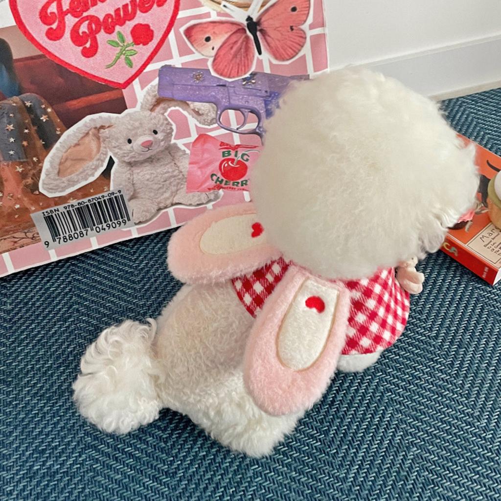 Plush Rabbit Ear Kitten Saliva Towel Lattice Pattern Scarf Adjustable Cat Dog Bandana Puppy Collar Pet Winter Cloak