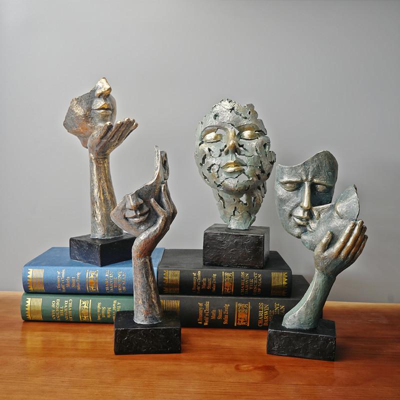 Abstract Human Face Resin Silence Is Gold Ornament Home Use Living Room Room Bookshelf Personalized Top Art Decoration