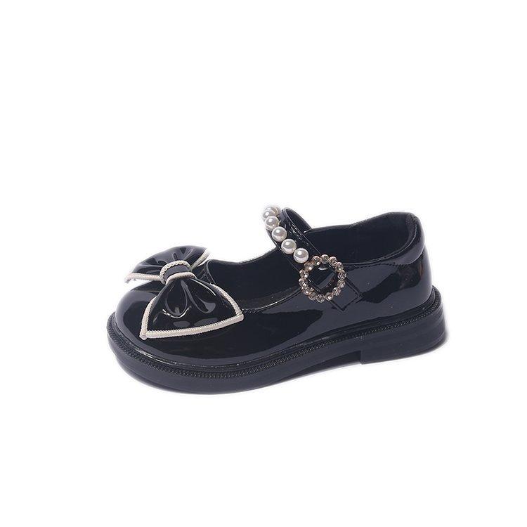 Girls shoes small leather shoes black spring 2025 new children's princess shoes soft sole middle and older children's performance foreign style singl