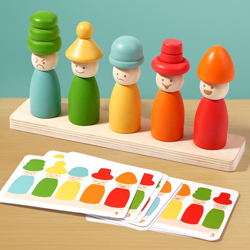 

Wooden Puppet Hat Toy: Color Matching & Stacking for Toddler Coordination & Fine Motor Skills