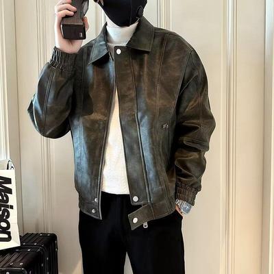Herren Trendy Lederjacke Frühling/Herbst - Coole Streetwear Mode 2025