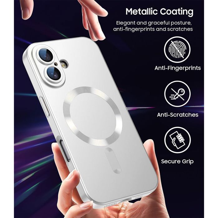 Coque de Téléphone - E.F.Connection - iPhone 17 Pro Max - Silicone avec Anneau Magnétique Argenté