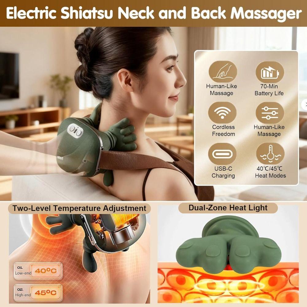 Heating Compress Heated Neck Massager Bionic Hand Cervical Massage Device  Trapezius Muscle