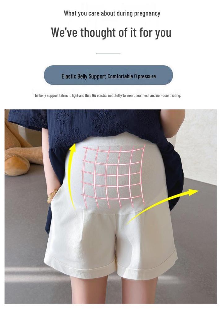 Maternity Summer 2026 Korean Style Embroidered Chiffon Doll Shirt and Belly Support Shorts Set