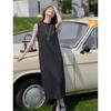 Mokana Damen Vintage Locker Lässig Lang Ärmellos Kleid