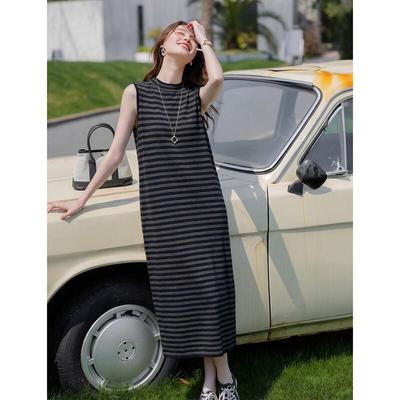 Mokana Women's Vintage Loose Casual Long Sleeveless Dress