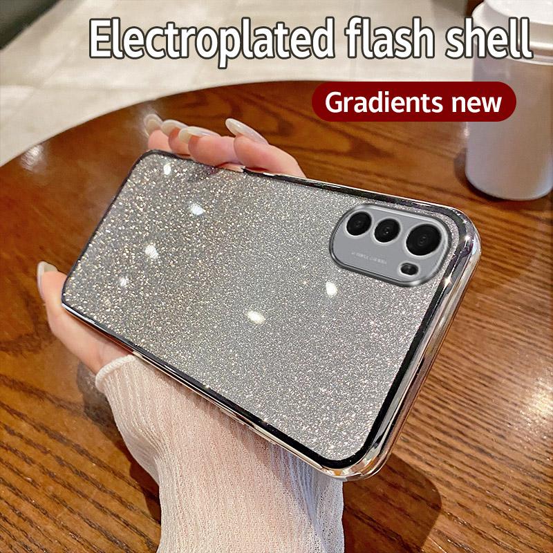 For Motorola E32 Luxury Electroplate Glitter Protector Case For Motorola Moto E32 Bling Sequins Shockproof Bumper Cover Coque