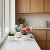 Fake Chrysanthemums Ball Flower In Pot Mini Artificial Potted Plants for Home Indoor Office Farmhouse Table Decor