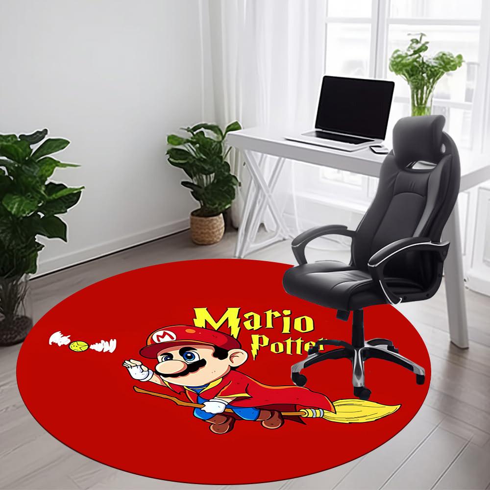 1PC Mario Potter Office Round Area Rug, Indoor Mat Suitable For Office, Under Office Chairs Bedroom Living Room Home Decor, Room Deco1101