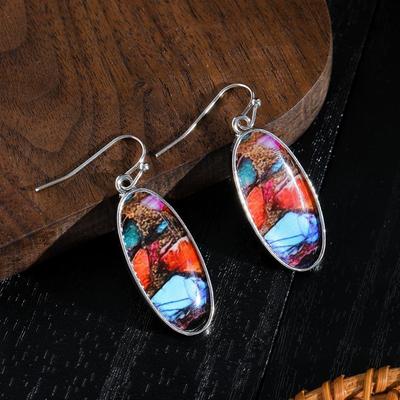 Bohemian Retro Oval Zinc Alloy Pendant Earrings