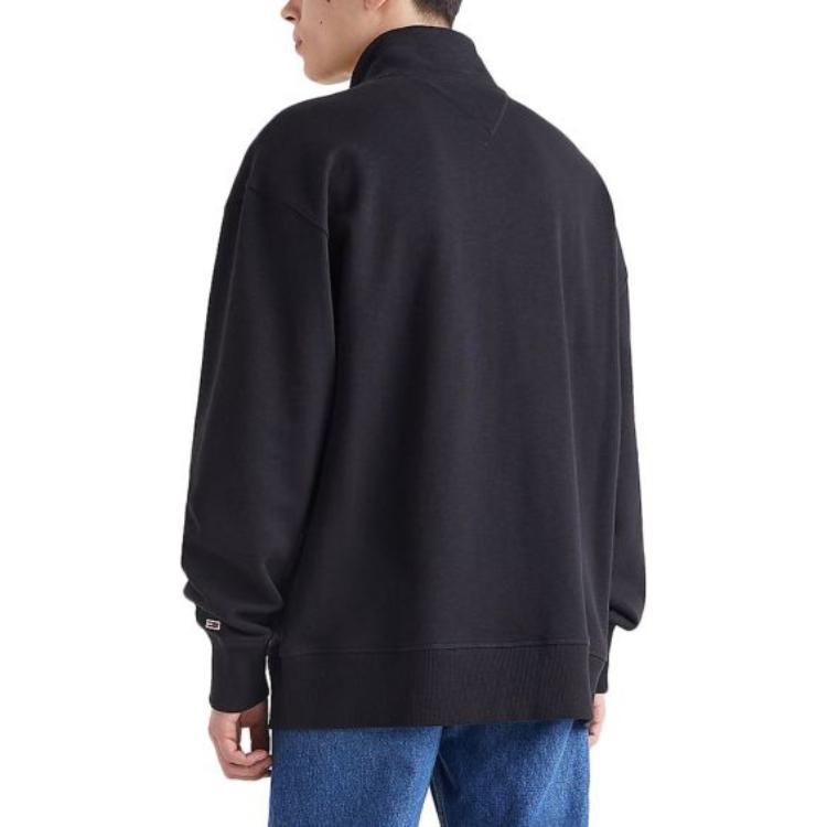 Tommy Hilfiger Letter Print Half-Zip Sweatshirt Men Sweatshirts Black DM0DM15021-BDS
