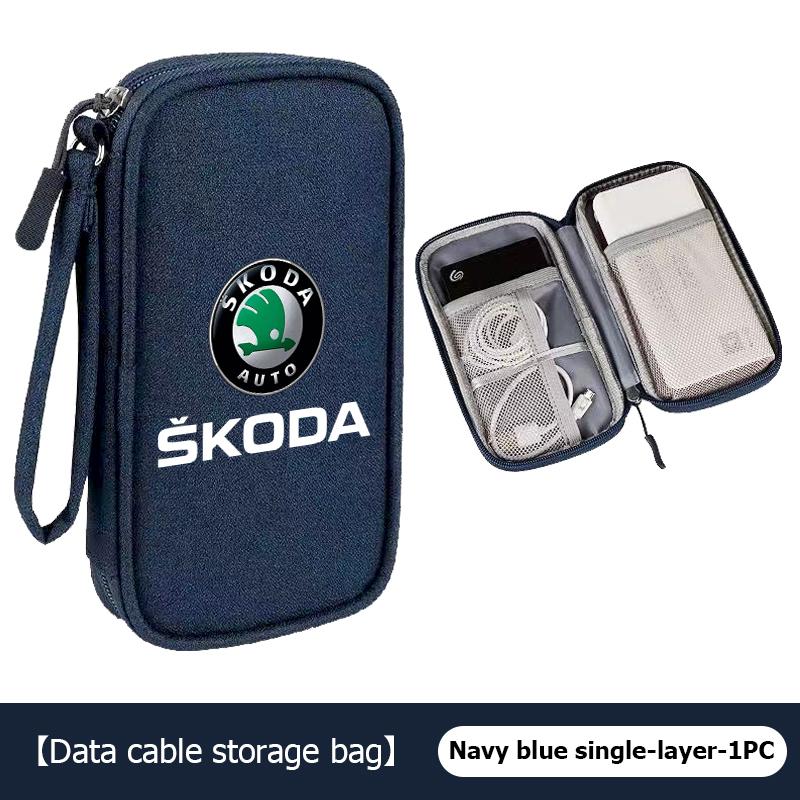 AAABR1 Travel Portable Digital Accessories Storage Bag Organizer For Skoda Kamiq Karoq Octavia 2 3 Rapid Scala Kami Fabia VII VRS