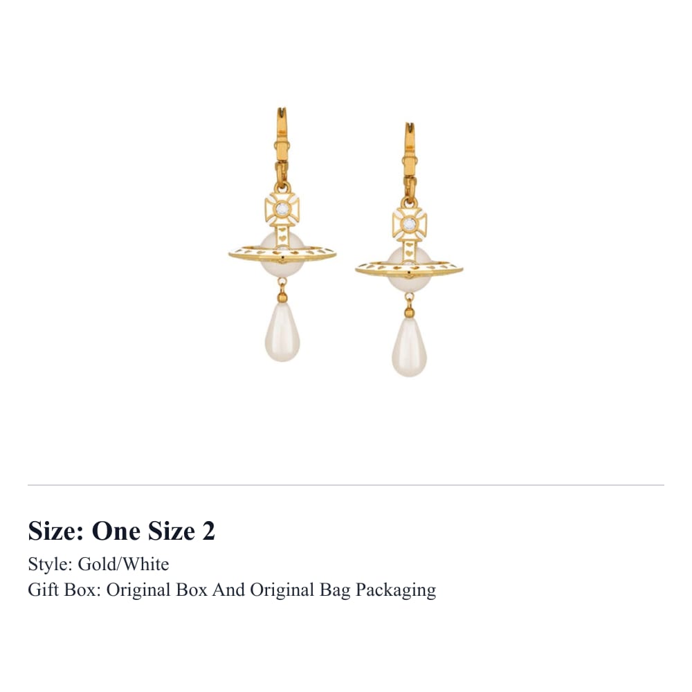 Vivienne Westwood Earrings Women's Gold/White 62020181-02RA10