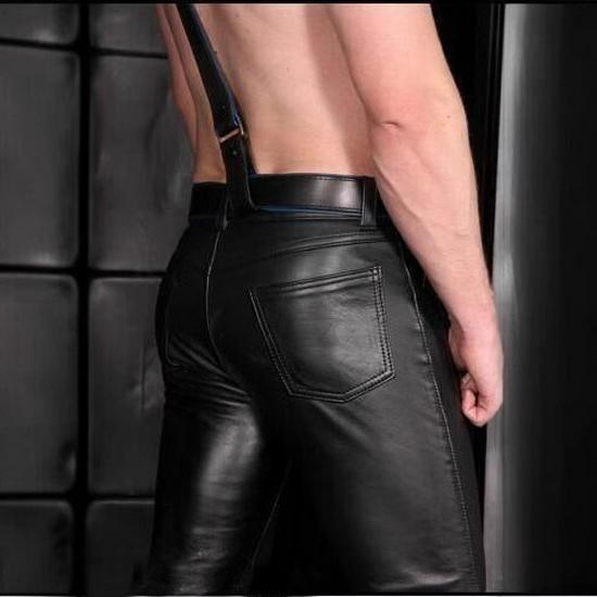 Pantaloni de motocicletă din piele PU stretch uni pentru bărbați europeni și americani