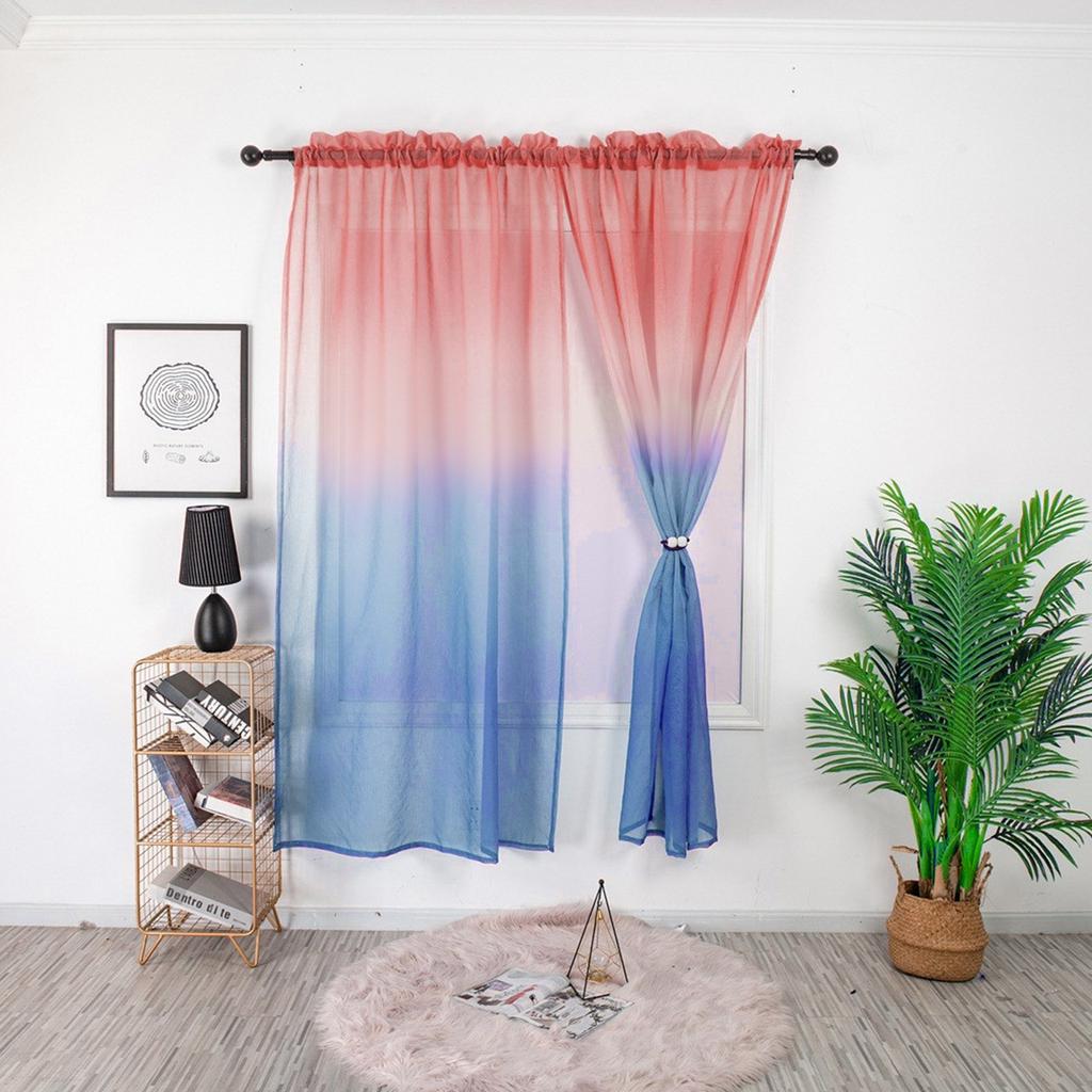 Minimalist Gradient Window Screen Bedroom Hotel Pastoral Rustic French Non Perforated Window Screen Drape Panel Curtains