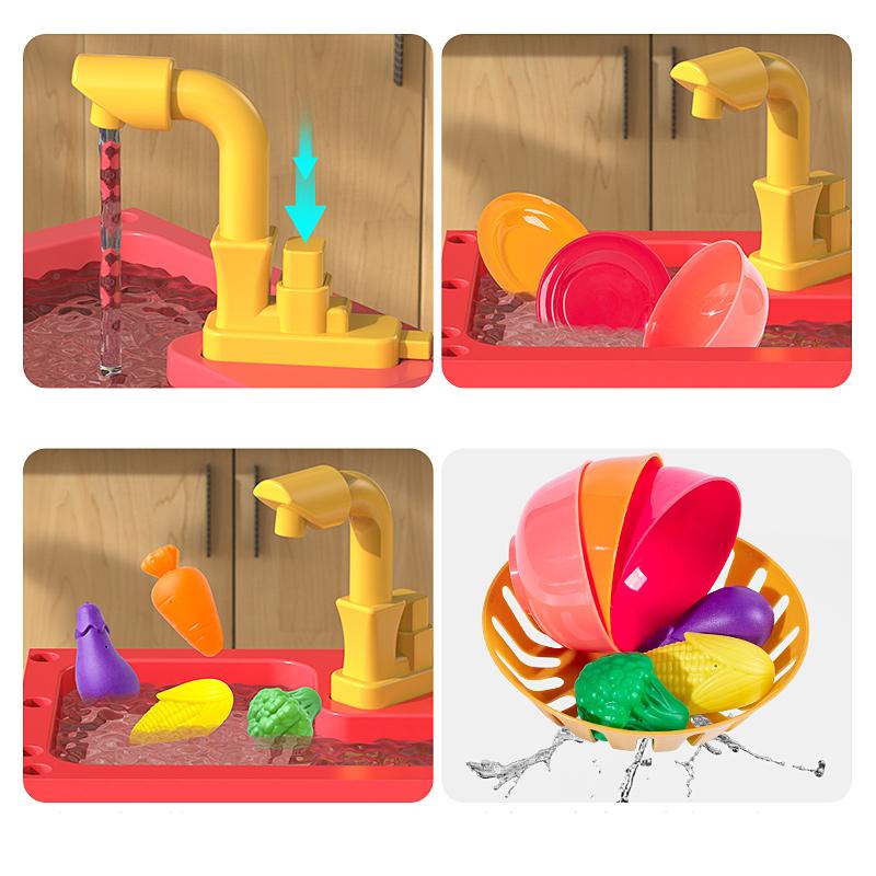 Children Kitchen Dish Washing Pretend Play Set Electric Circulation Toy Simulated Dishwasher