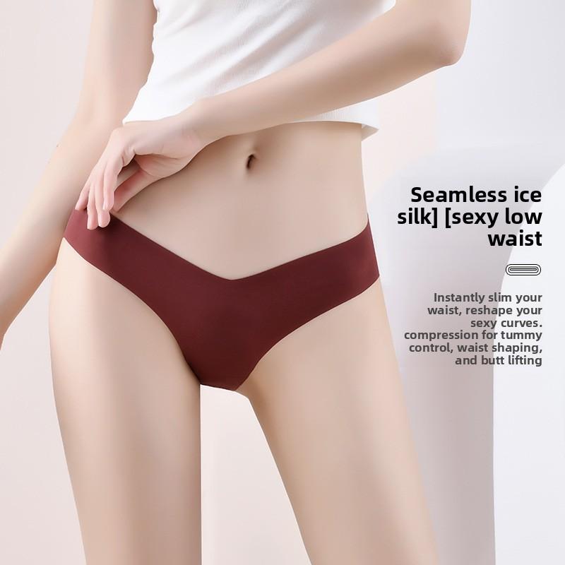 Women's Summer Ice Silk Seamless Breathable One Piece Low Waist Thong Underwear